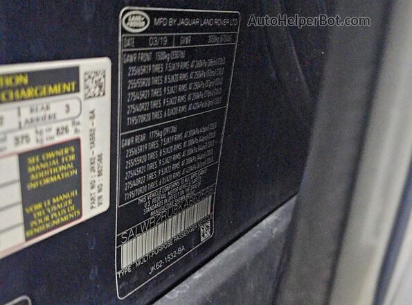 SALWR2RU8KA862566 2019 LAND ROVER RANGE ROVER Blue Rear seats view