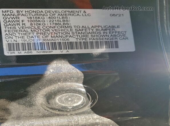 19UDE2F36MA011506 2021 ACURA ILX Black 