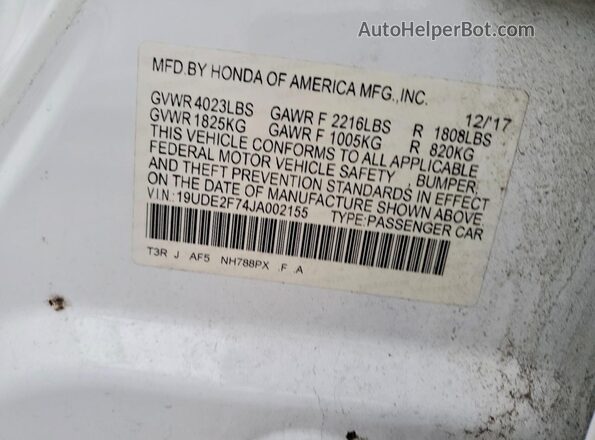 19UDE2F74JA002155 2018 ACURA ILX White 