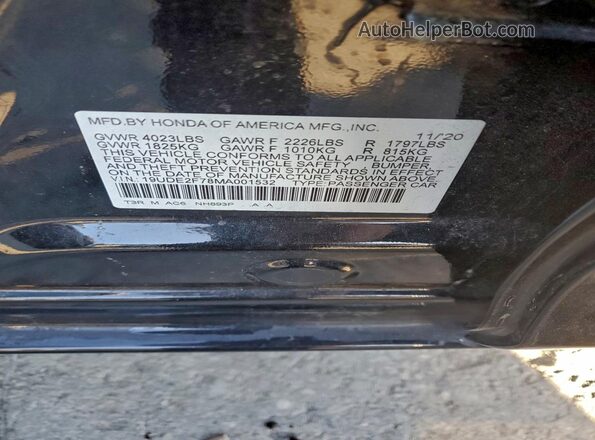 19UDE2F78MA001532 2021 ACURA ILX Black Widok naklejki z numerem VIN