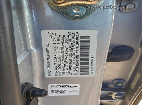 19UUB1F34KA011245 2019 ACURA TLX Silver Widok komory silnika