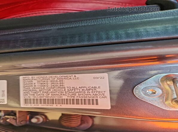 19UUB6F59NA001040 2022 ACURA TLX Gray Vista del compartimento del motor