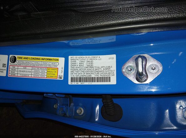 19XFL2H85PE022889 2023 HONDA CIVIC Синий Вид подкапотного пространства