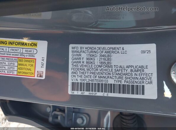 19XFL2H85TE005133 2026 HONDA CIVIC Gray 