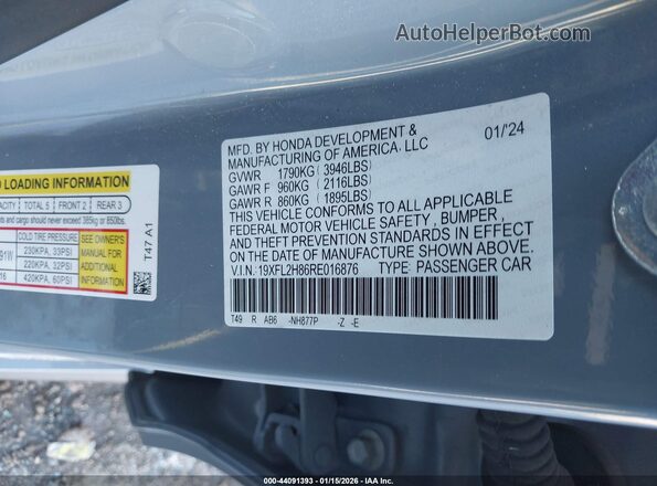 19XFL2H86RE016876 2024 HONDA CIVIC Blue Շարժիչի բաժամունքի տեսք