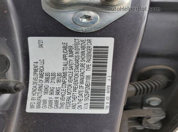 19XZE4F52ME011095 2021 HONDA INSIGHT Серый Вид подкапотного пространства