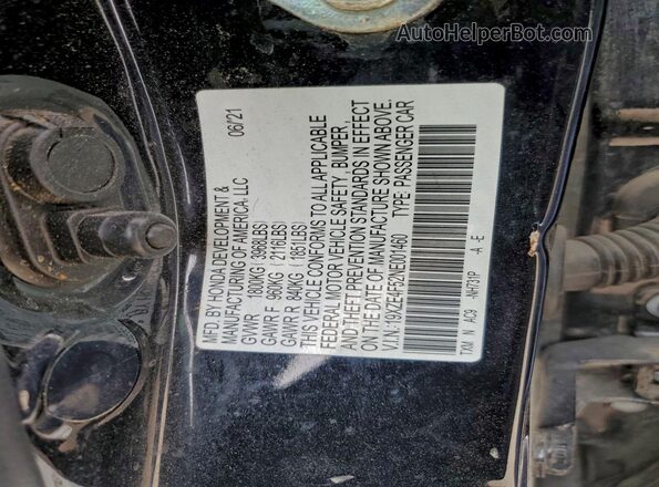 19XZE4F52NE001460 2022 HONDA INSIGHT Black VIN sticker view