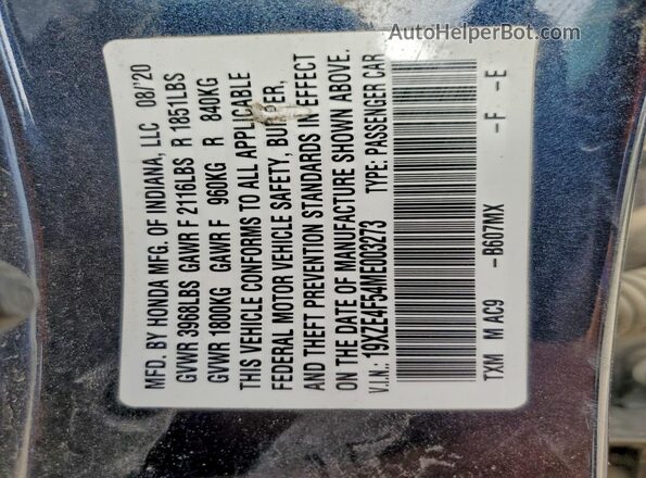 19XZE4F54ME003273 2021 HONDA INSIGHT Blue Widok komory silnika