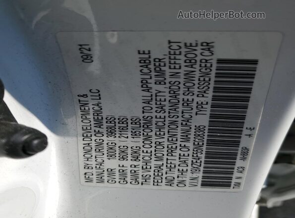19XZE4F55NE008385 2022 HONDA INSIGHT White VIN կոդի պիտակի տեսք