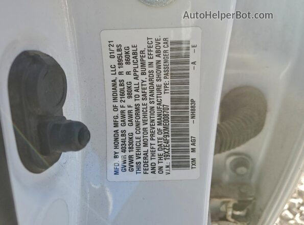 19XZE4F9XME008707 2021 HONDA INSIGHT White Вид підкапотного простору
