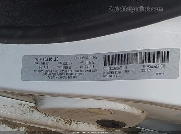 1C3CCCAB2HN501139 2017 CHRYSLER 200 White Շարժիչի բաժամունքի տեսք