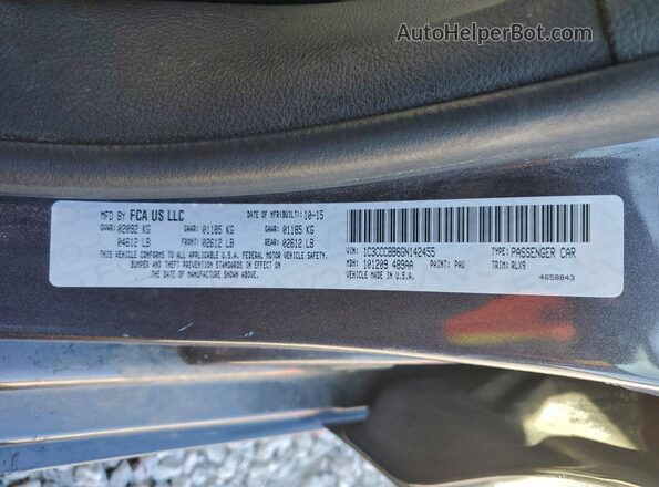 1C3CCCBB6GN142455 2016 CHRYSLER 200 Gray Вид наклейки з VIN-кодом