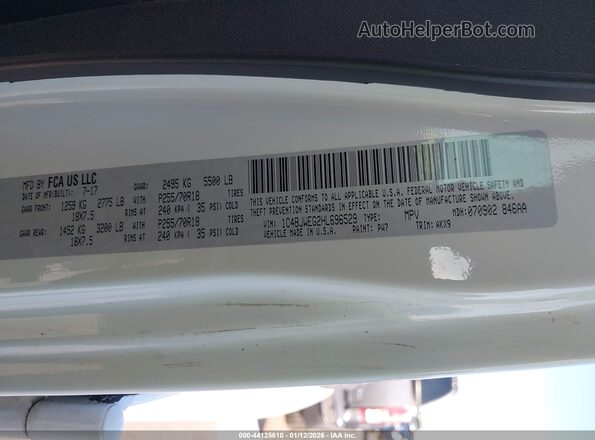 1C4BJWEG2HL696529 2017 JEEP WRANGLER UNLIMITED White Вид підкапотного простору