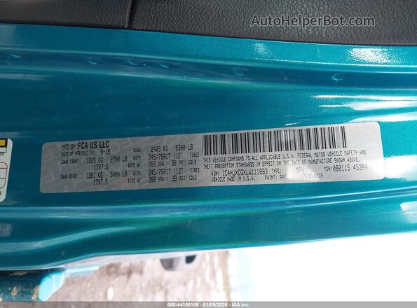 1C4HJXDGXLW111883 2020 JEEP WRANGLER UNLIMITED Blue Շարժիչի բաժամունքի տեսք
