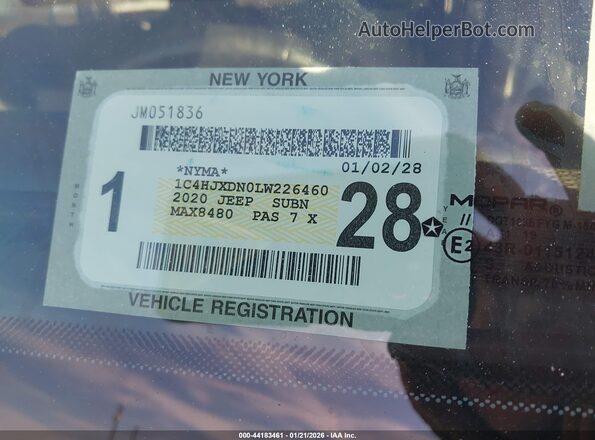 1C4HJXDN0LW226460 2020 JEEP WRANGLER UNLIMITED White 