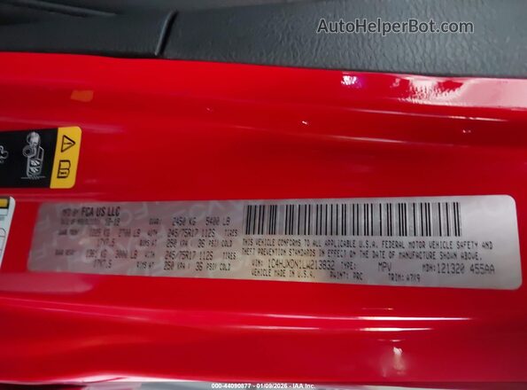 1C4HJXDN1LW213832 2020 JEEP WRANGLER UNLIMITED Red Widok komory silnika