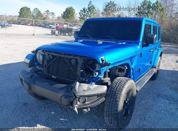 1C4HJXEGXNW102375 2022 JEEP WRANGLER UNLIMITED Синий Вид спереди
