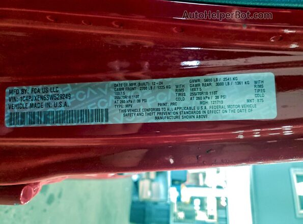 1C4PJXEN6SW529249 2025 JEEP WRANGLER Red 