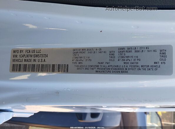 1C4PJXFN1SW573724 2025 JEEP WRANGLER White Widok komory silnika