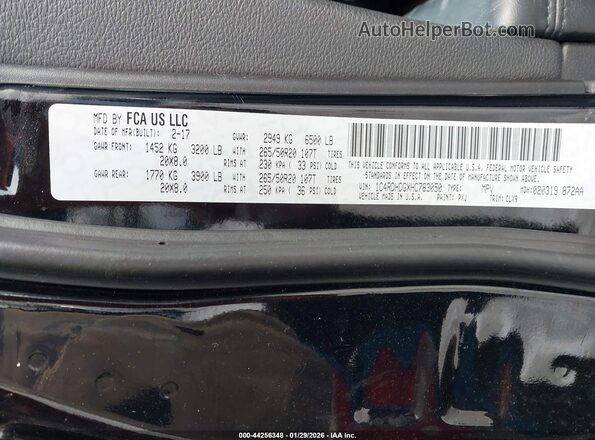 1C4RDHDGXHC783050 2017 DODGE DURANGO Black Widok komory silnika
