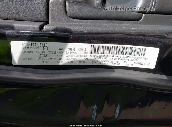 1C4RJFAG0GC343368 2016 JEEP GRAND CHEROKEE Black Вид підкапотного простору