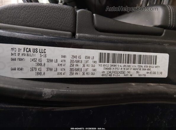 1C4RJFAG5GC435561 2016 JEEP GRAND CHEROKEE Серый Вид подкапотного пространства