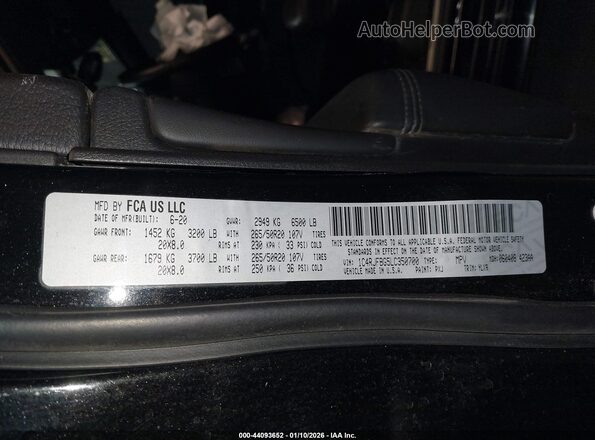1C4RJFBG5LC350700 2020 JEEP GRAND CHEROKEE Black Вид підкапотного простору