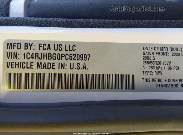 1C4RJHBG0PC620997 2023 JEEP GRAND CHEROKEE White Вид підкапотного простору