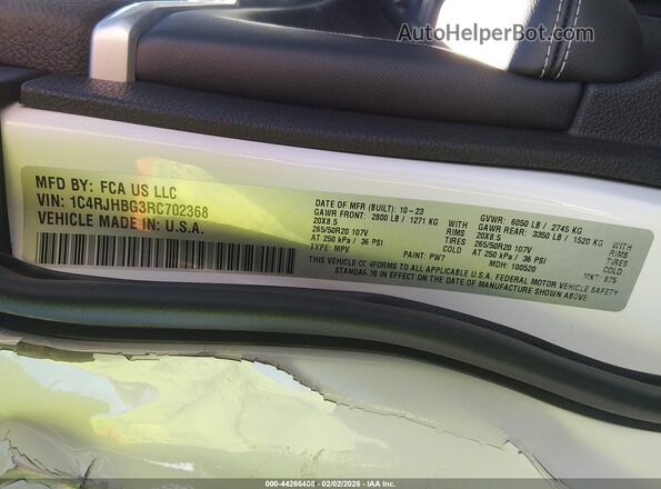 1C4RJHBG3RC702368 2024 JEEP GRAND CHEROKEE Белый Вид подкапотного пространства