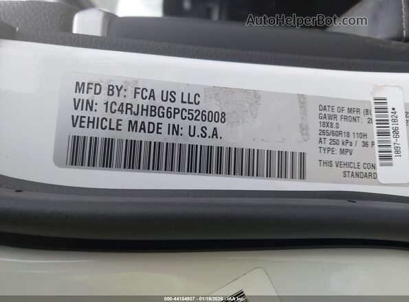 1C4RJHBG6PC526008 2023 JEEP GRAND CHEROKEE White Շարժիչի բաժամունքի տեսք