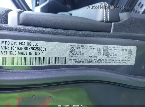 1C4RJHBGXRC256381 2024 JEEP GRAND CHEROKEE Gray Vista del compartimento del motor