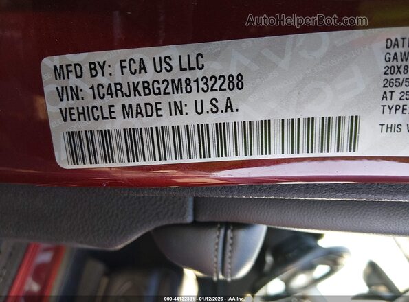 1C4RJKBG2M8132288 2021 JEEP GRAND CHEROKEE L Burgundy Widok komory silnika