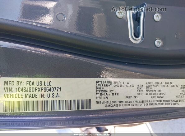 1C4SJSDPXPS540771 2023 JEEP WAGONEER L Gray Вид підкапотного простору