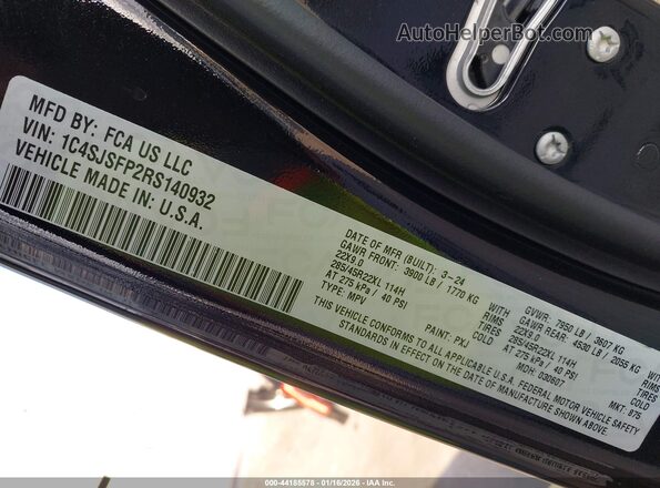 1C4SJSFP2RS140932 2024 JEEP GRAND WAGONEER L Черный Вид подкапотного пространства
