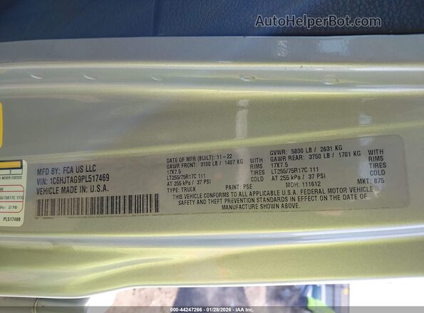 1C6HJTAG9PL517469 2023 JEEP GLADIATOR Серебряный Вид подкапотного пространства