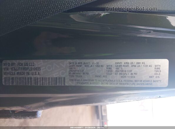 1C6JJTFM0PL519935 2023 JEEP GLADIATOR Green Widok komory silnika