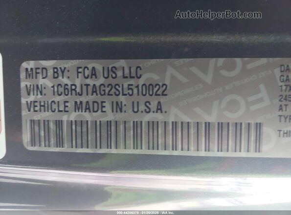1C6RJTAG2SL510022 2025 JEEP GLADIATOR Gray Вид підкапотного простору
