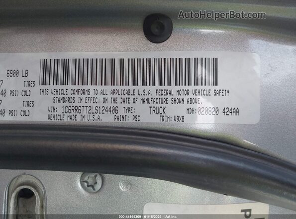 1C6RR6TT2LS124406 2020 RAM 1500 CLASSIC Gray Շարժիչի բաժամունքի տեսք