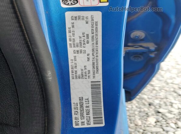 1C6RREBG0NN261053 2022 RAM 1500 Blue VIN კოდის სტიკერის ხედი