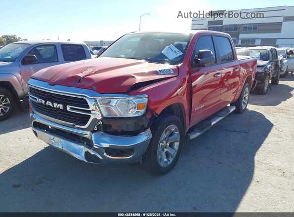 1C6RREFT0KN549156 2019 RAM 1500 Red წინა მარცხენა ხედი სამი მეოთხედიდან
