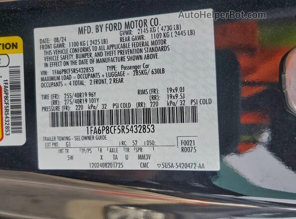 1FA6P8CF5R5432853 2024 FORD MUSTANG Черный Вид подкапотного пространства