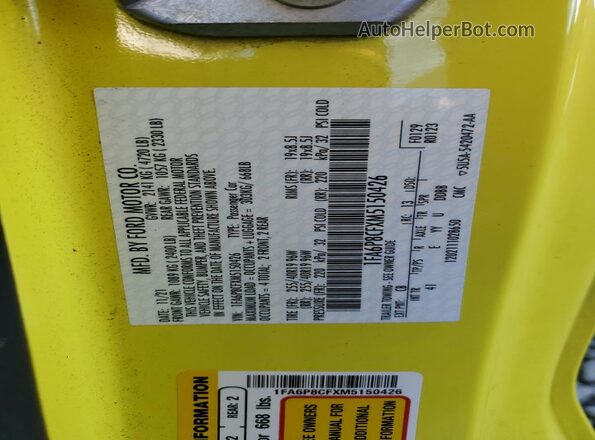 1FA6P8CFXM5150426 2021 FORD MUSTANG Зеленый Вид подкапотного пространства