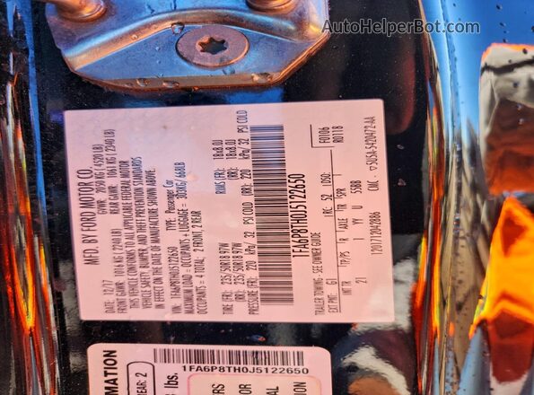 1FA6P8TH0J5122650 2018 FORD MUSTANG Черный Вид подкапотного пространства