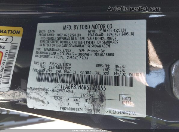 1FA6P8TH6R5127055 2024 FORD MUSTANG Black Widok komory silnika