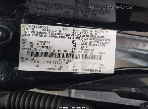 1FADP3L92GL347658 2016 FORD FOCUS ST Black Շարժիչի բաժամունքի տեսք