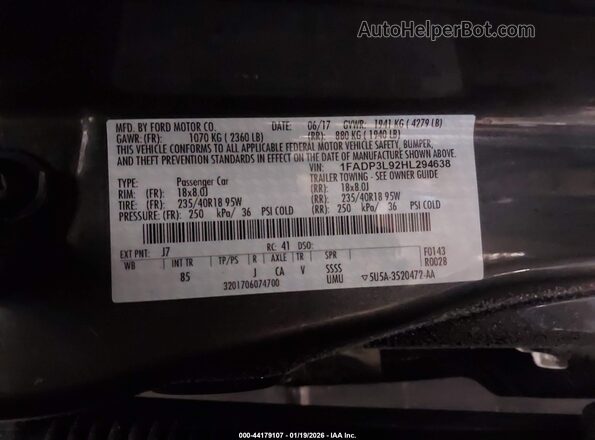 1FADP3L92HL294638 2017 FORD FOCUS ST Gray ძრავის განყოფილების ხედი
