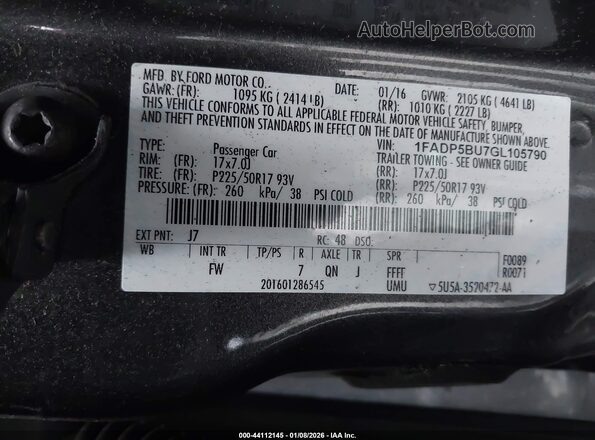 1FADP5BU7GL105790 2016 FORD C-MAX HYBRID Gray Vista del compartimento del motor