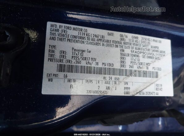 1FADP5CU0GL117035 2016 FORD C-MAX ENERGI Blue Engine compartment view