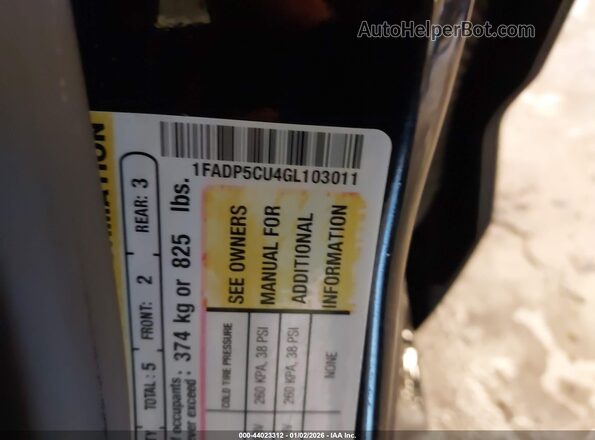 1FADP5CU4GL103011 2016 FORD C-MAX ENERGI Black Շարժիչի բաժամունքի տեսք