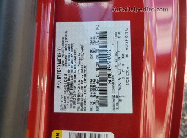 1FATP8UH2N5142339 2022 FORD MUSTANG Red Engine compartment view